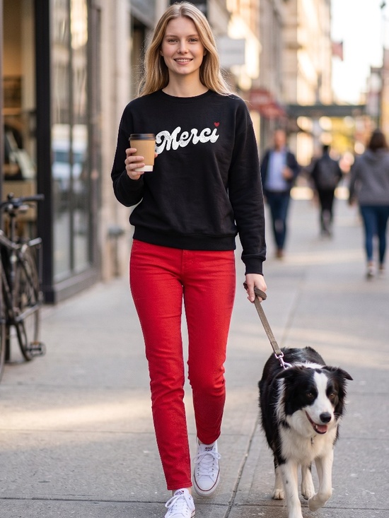 Chaser Sweaters - Chaser oversized graphic black light cotton sweatshirt- Merci ❤️ graphic . Nwt